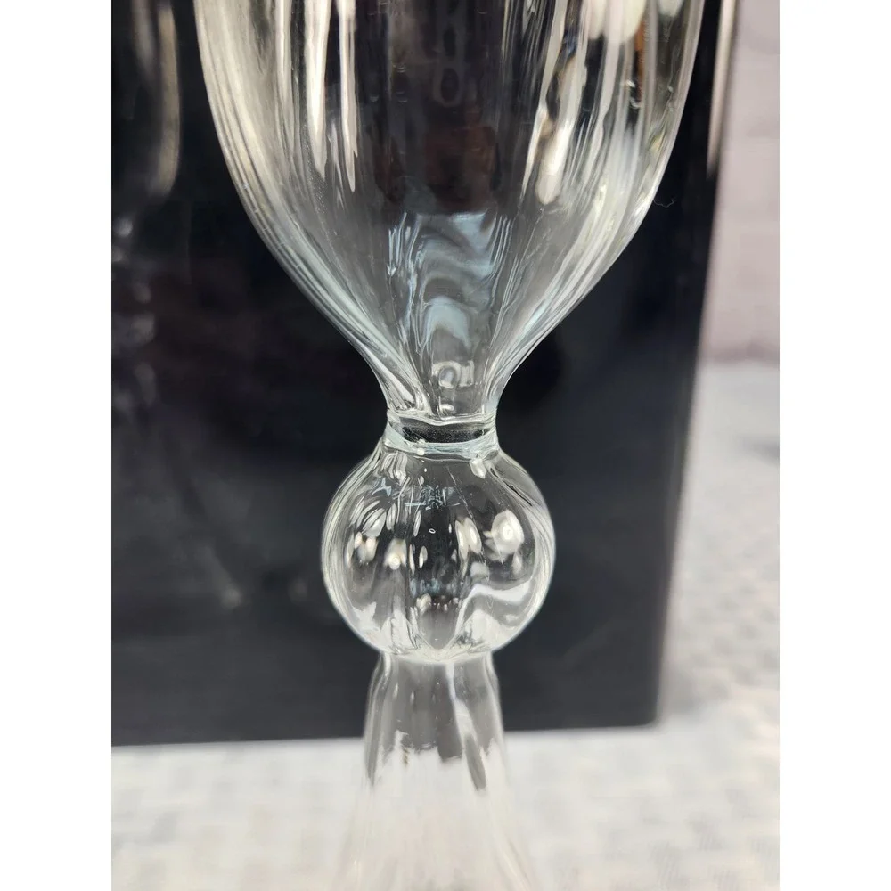 Hand Blown Bow / Tulip by Monarch Crystal Champagne Flute Glasses Set of 2